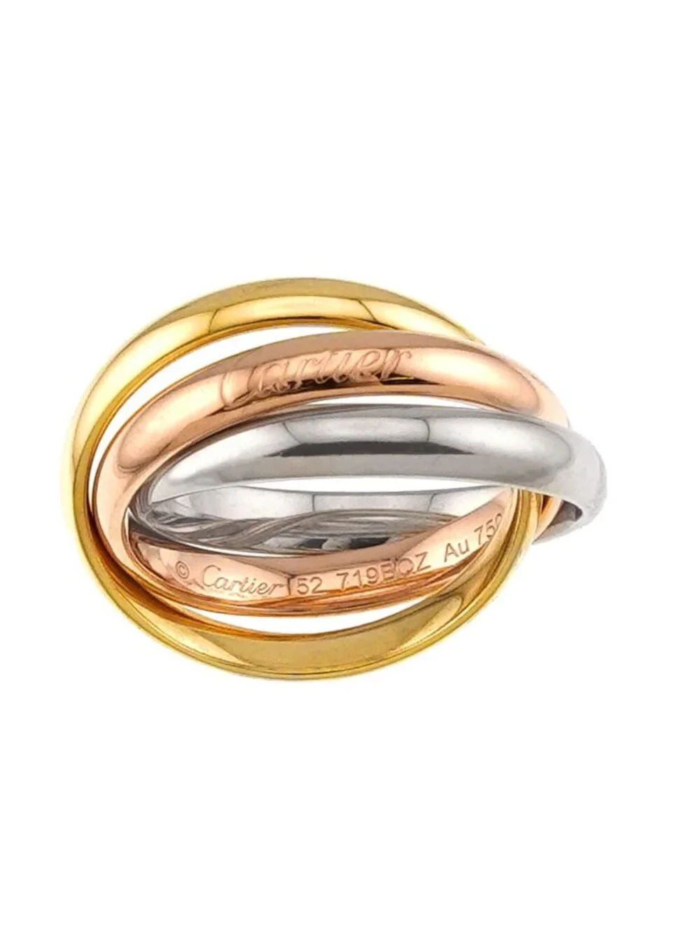 Cartier Trinity MM 52 Ring 18K YG WG PG Triple Strand